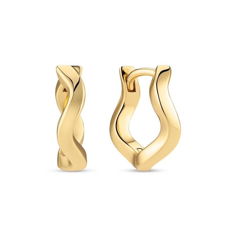 Ellera Waves Pianura Medio øreringe i forgyldt sølv fra Sif Jakobs Jewellery med bølgende, blanke former.